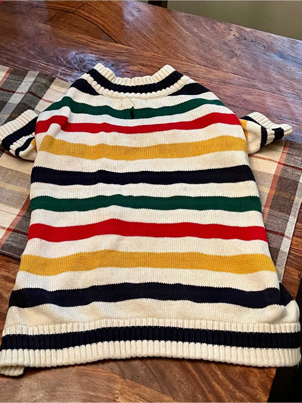 HBC Multicolor Striped Knit Sweater - Cream Base for your puppers -XL